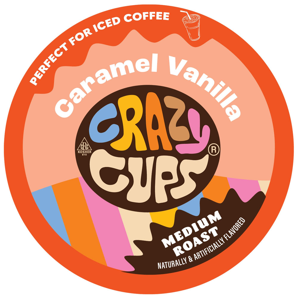 Crazy Cups frontal del paquete mostrando 22 cápsulas y beneficios