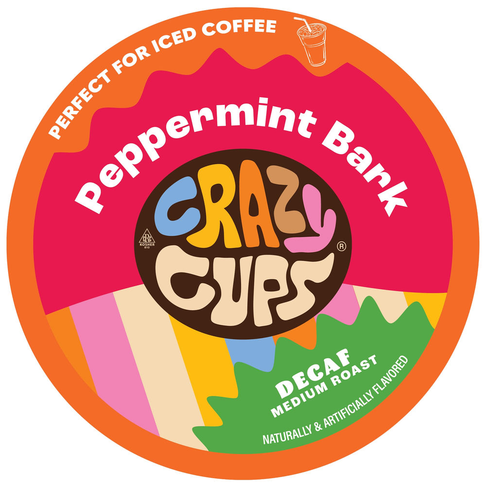 Crazy Cups frontal del paquete mostrando 22 cápsulas y sabor festivo