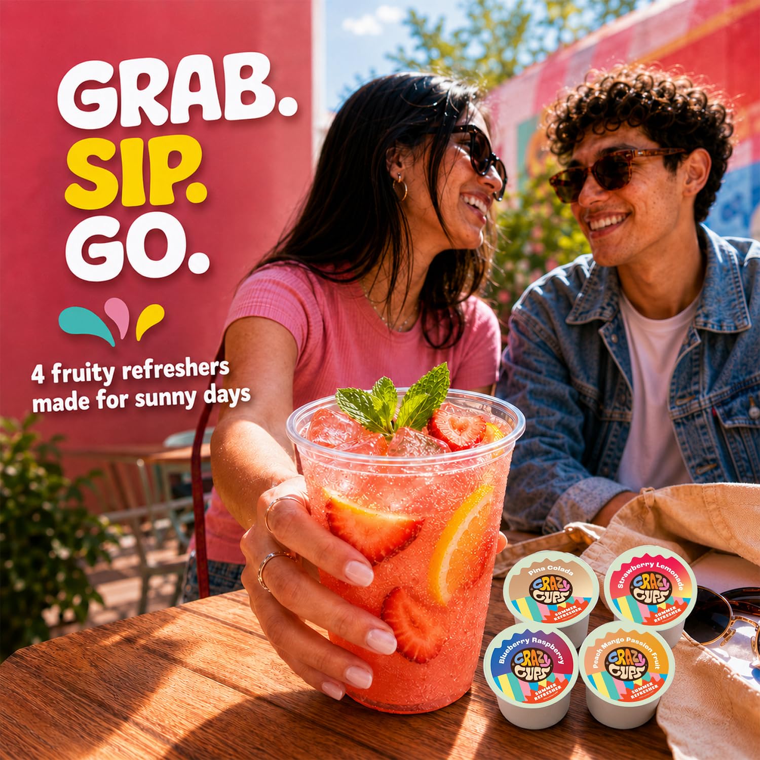 Crazy Cups etiquetas de sabores en primer plano para identificar variedad fácilmente