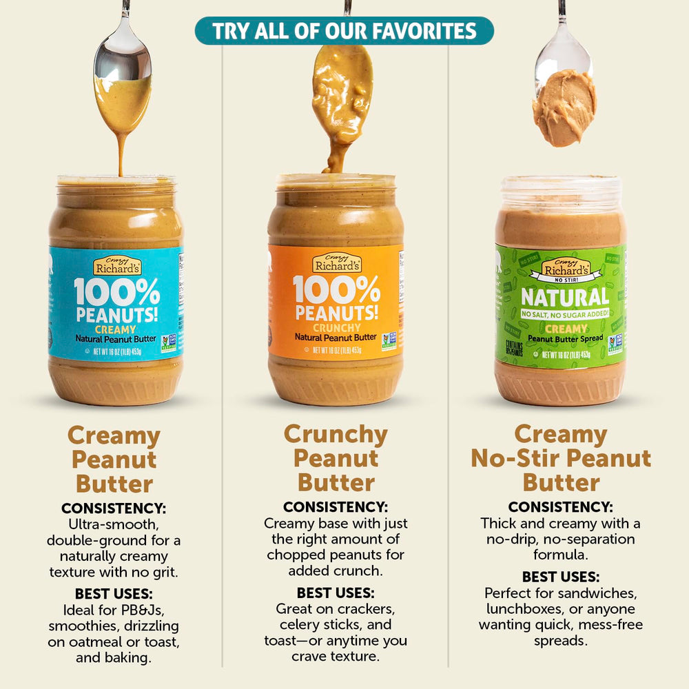 Crazy Richard's almendras y canela como ingredientes naturales visibles