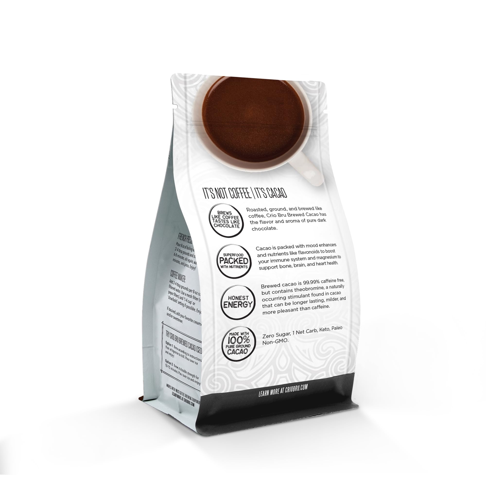 Crio Bru textura del cacao molido, grano fino para extracción uniforme