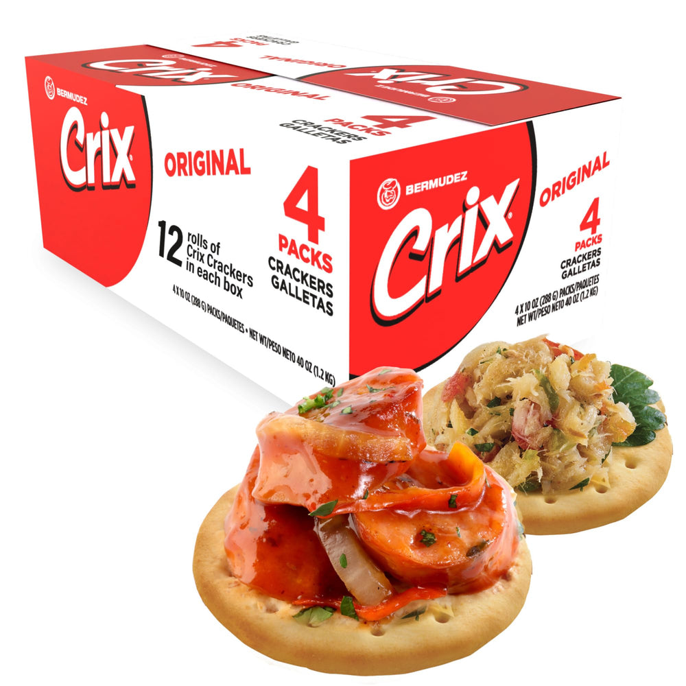 Crix empaque frontal mostrando rollos individuales y conveniencia.