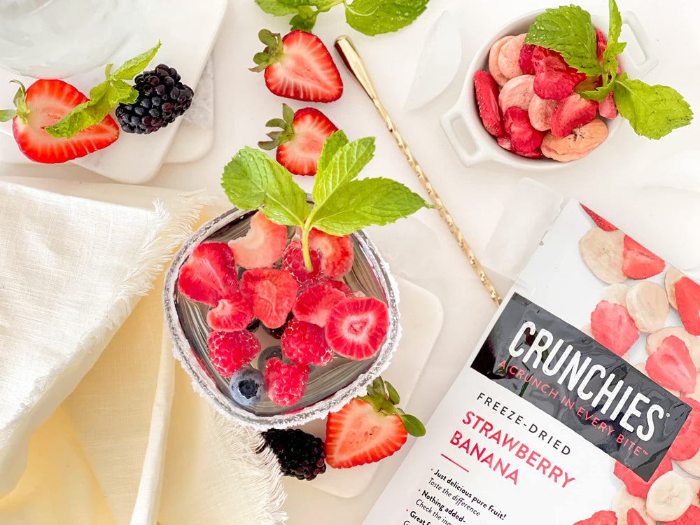 Crunchies mezcla de fresa y plátano liofilizados ampliada, sabor intenso