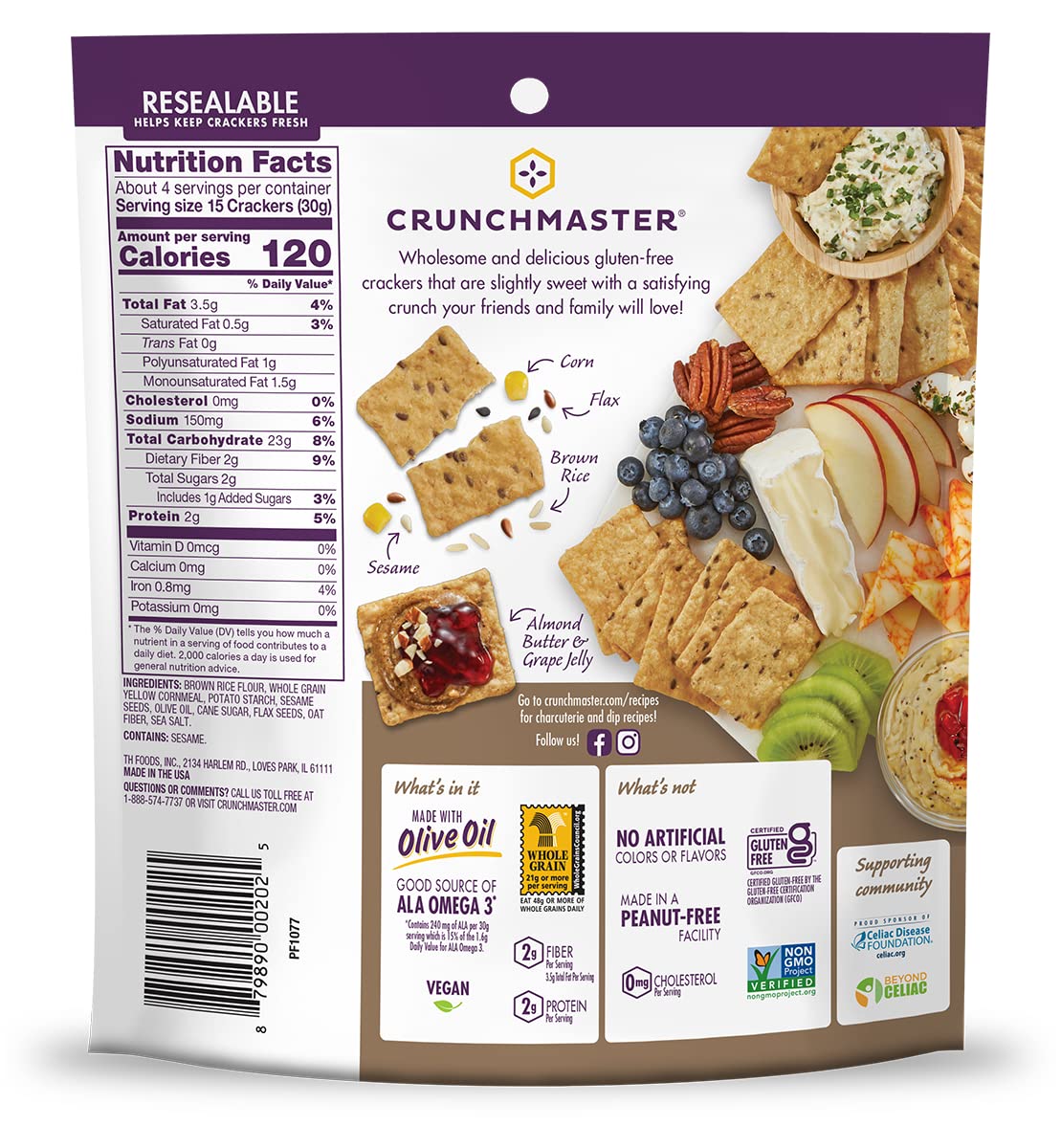 Crunchmaster galleta con untable y queso, ideal para aperitivos