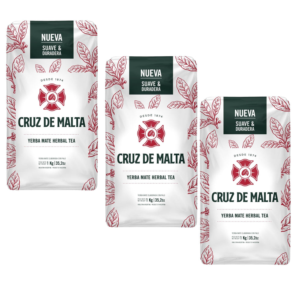 Cruz de Malta paquete frontal mostrando presentación pack de tres y conveniencia