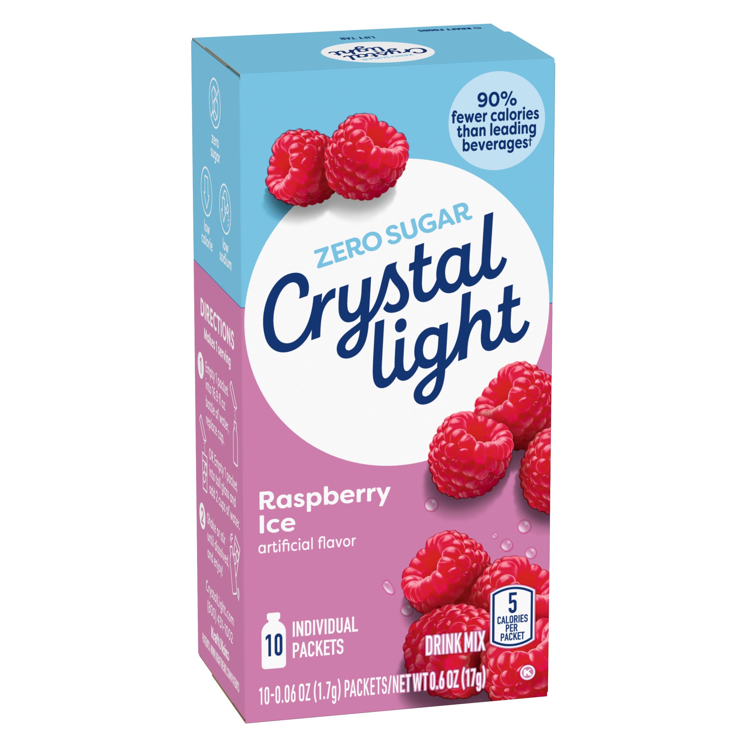 Crystal Light comparación de tamaño del sobre en mano para demostrar portabilidad