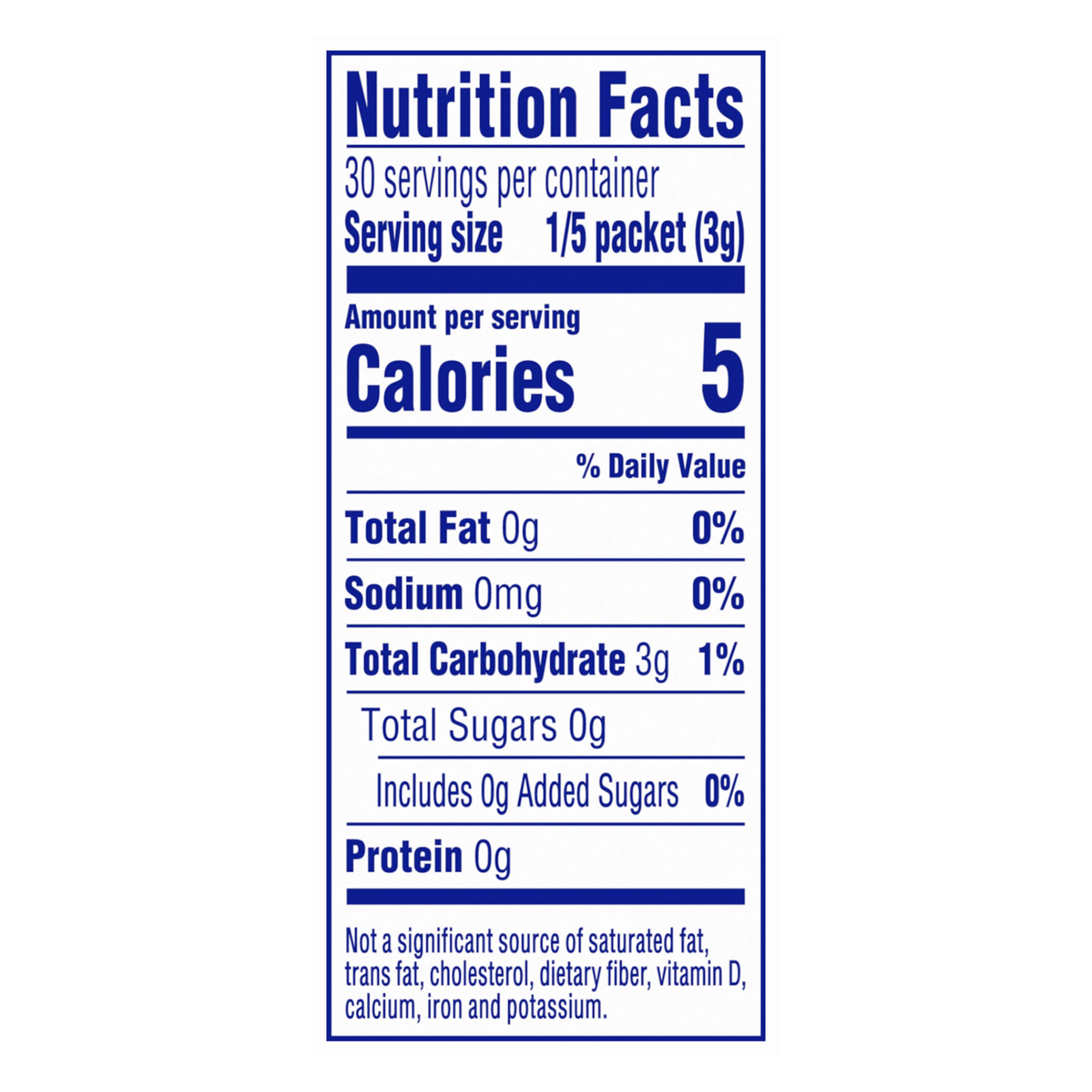 Crystal Light etiqueta con información nutricional destacando sin azúcar