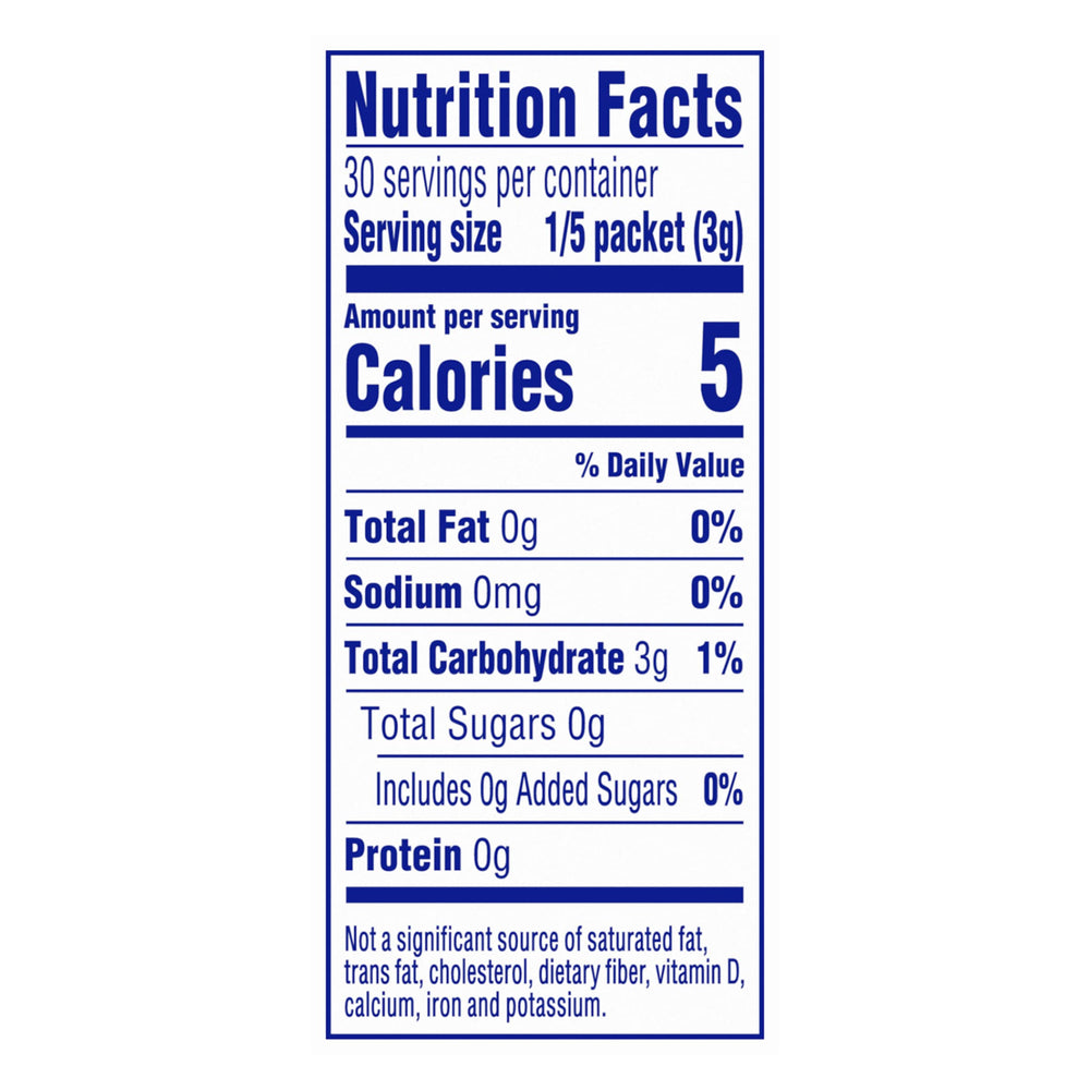 Crystal Light etiqueta con información nutricional destacando sin azúcar
