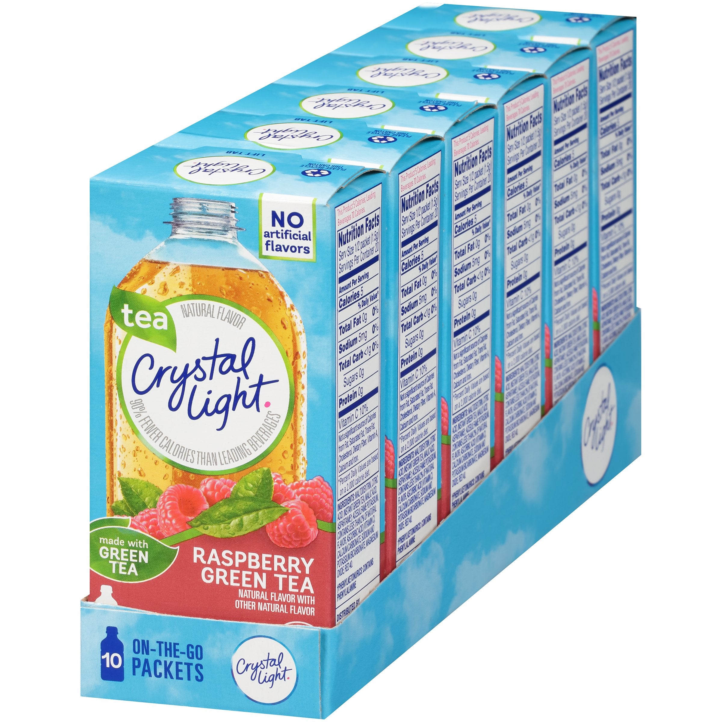 Crystal Light etiqueta nutricional enfocada que muestra calorías por porción
