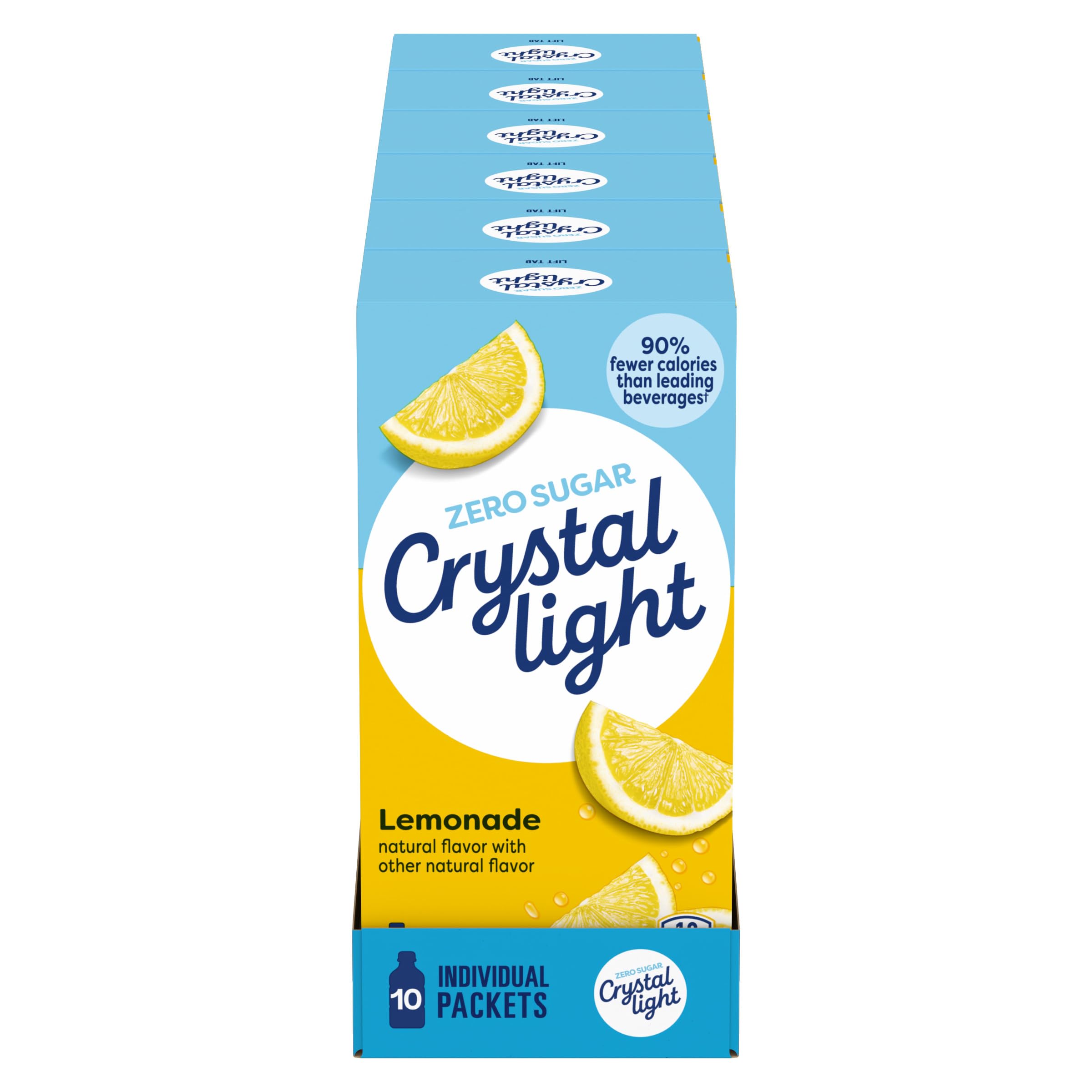 Crystal Light frente del empaque mostrando 12 cajas y ahorro