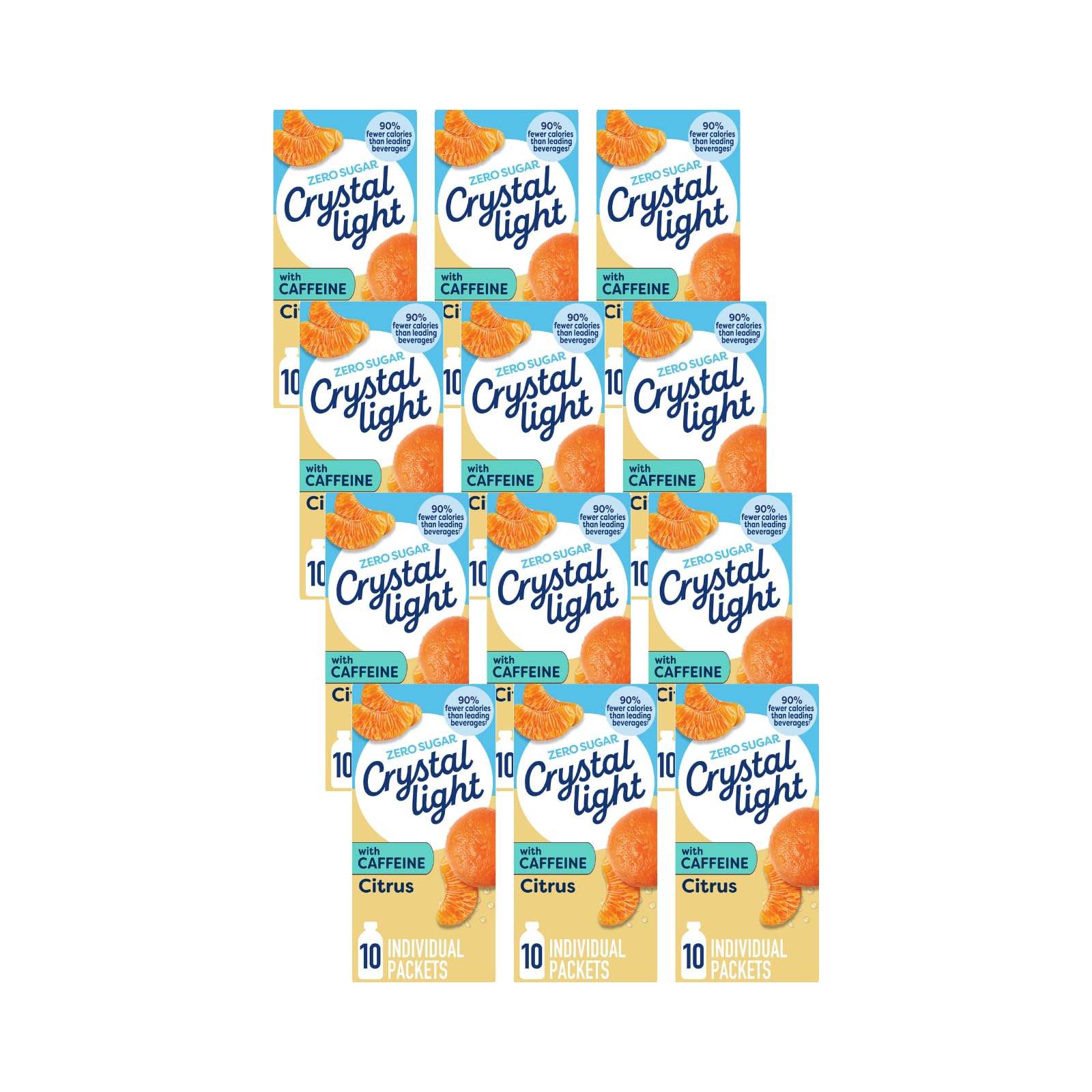 Crystal Light empaque frontal mostrando cantidad y sabor cítrico, conveniencia inmediata