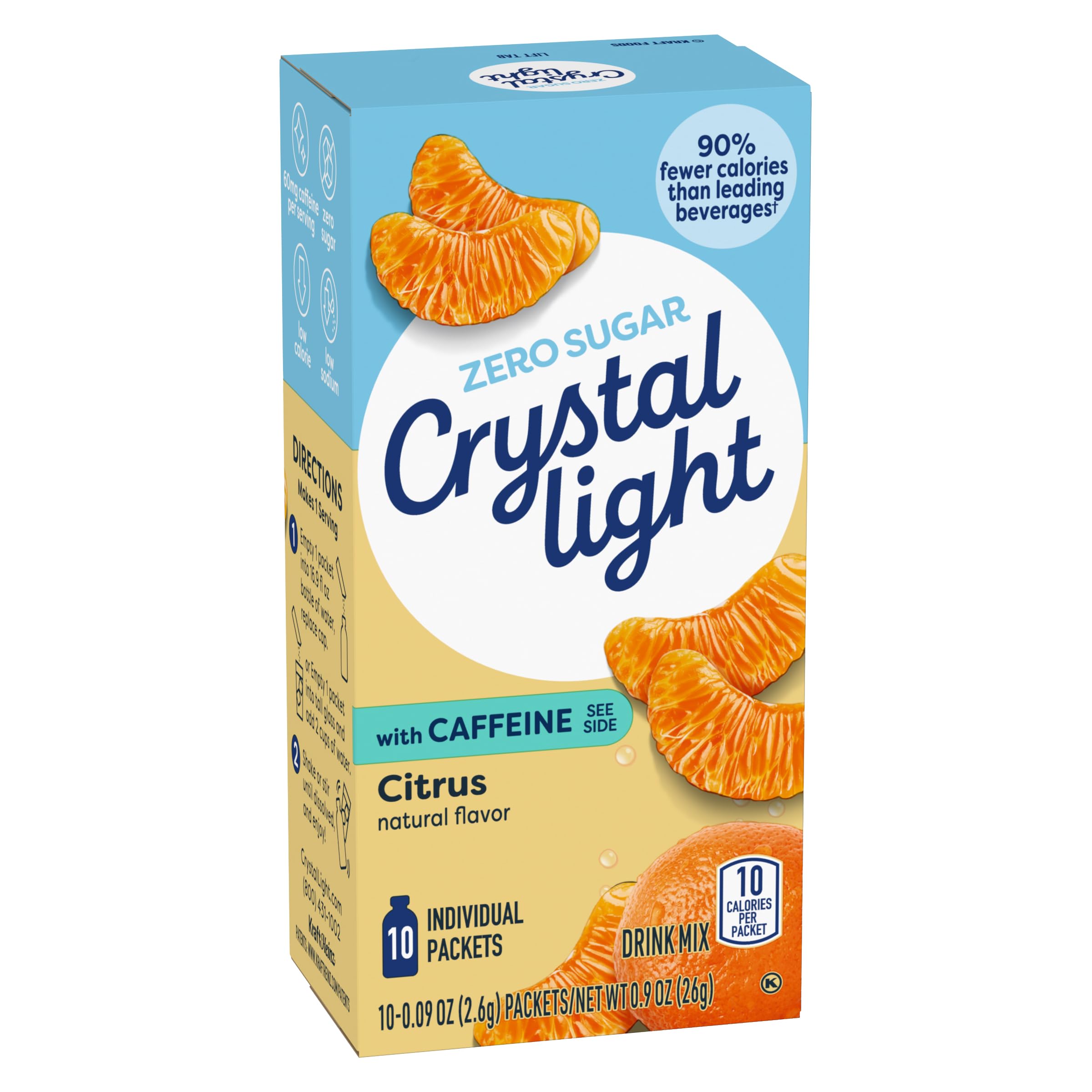 Textura del polvo Crystal Light close-up, mezcla homogénea y sin grumos