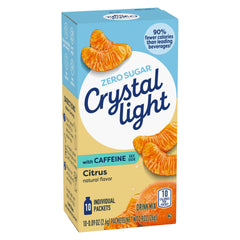 Textura del polvo Crystal Light close-up, mezcla homogénea y sin grumos