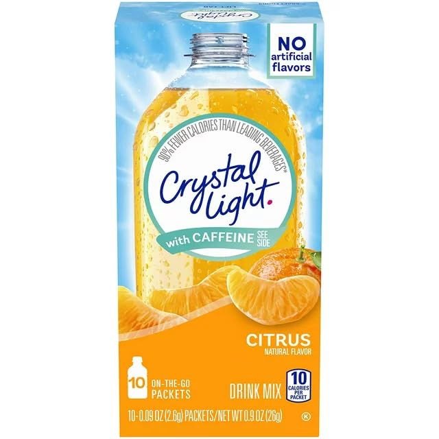 Crystal Light sobre en mano listo para verter y llevar comodidad
