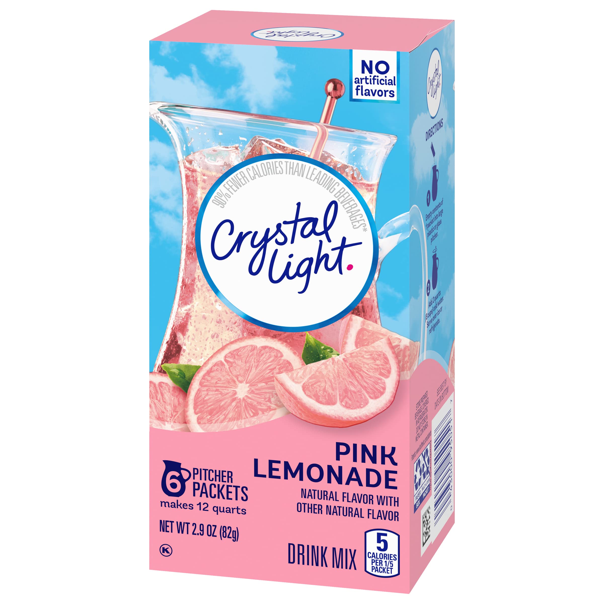 Crystal Light primer plano del polvo rosa mostrando textura fina y mezcla fácil