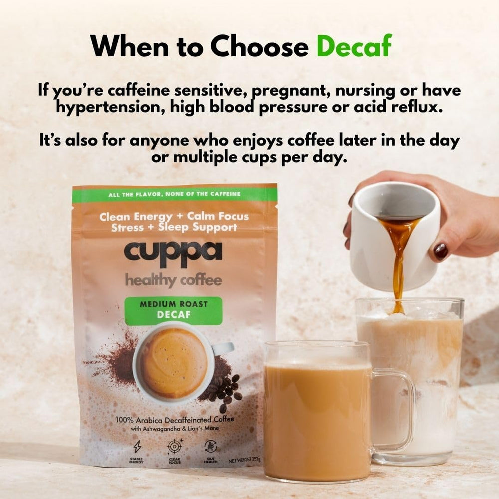 Cuppa Healthy Coffee etiqueta con lista de ingredientes funcionales