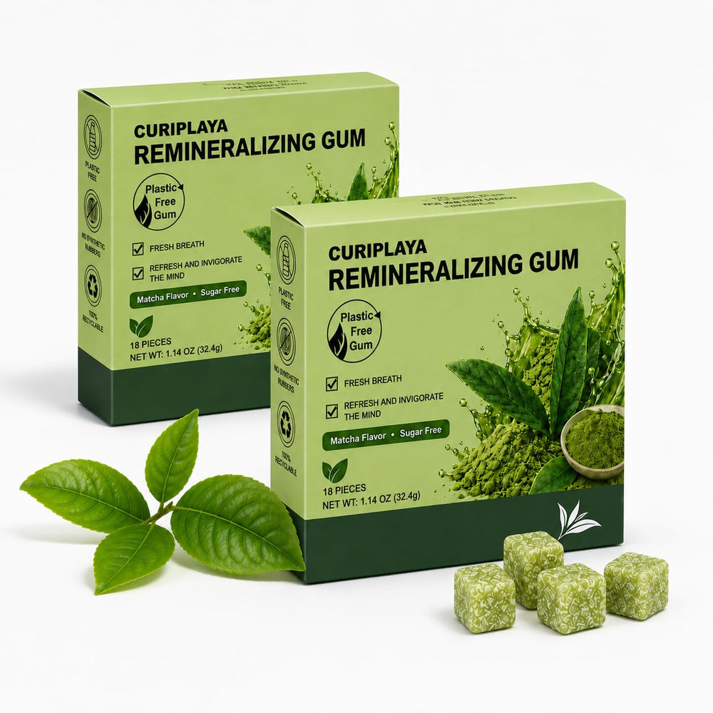 CURIPLAYA chicle matcha frente del paquete mostrando diseño y beneficios