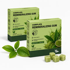CURIPLAYA chicle matcha frente del paquete mostrando diseño y beneficios