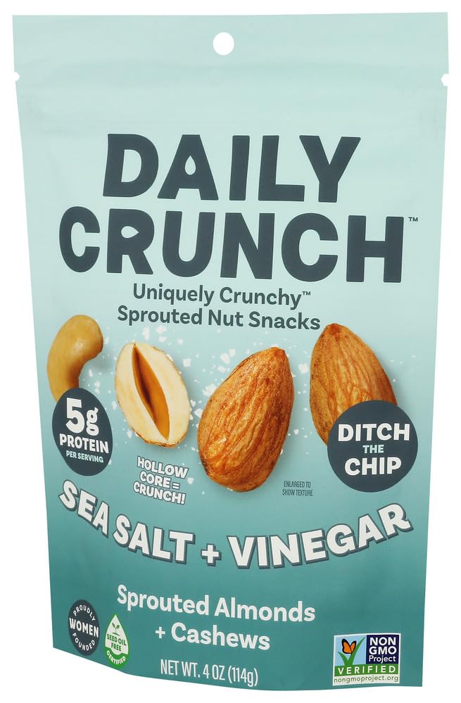 Daily Crunch detalle de sal y vinagre adheridos que resaltan el sabor