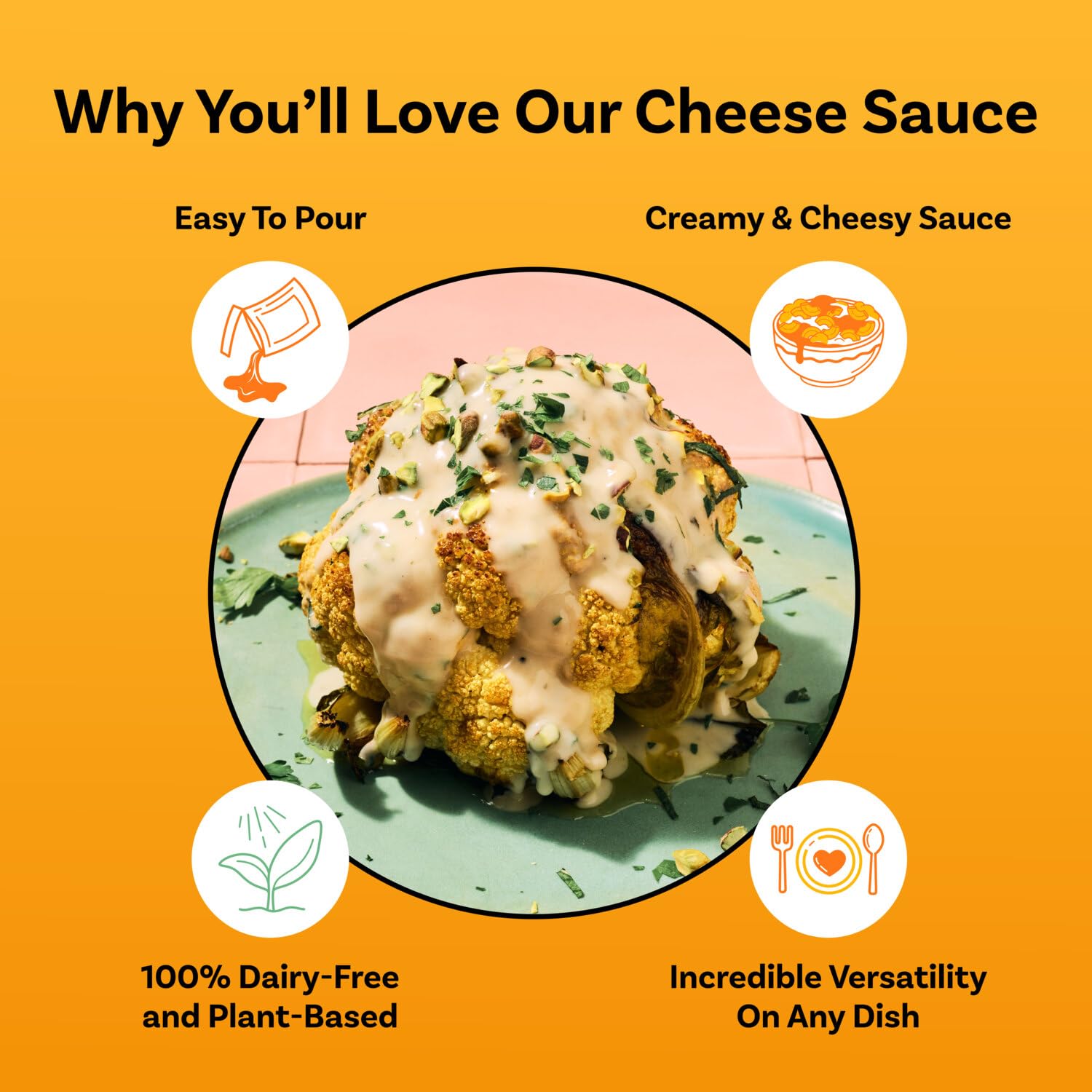 Daiya en pasta servida ilustrando salsa Alfredo sin lácteos y sabor cremoso