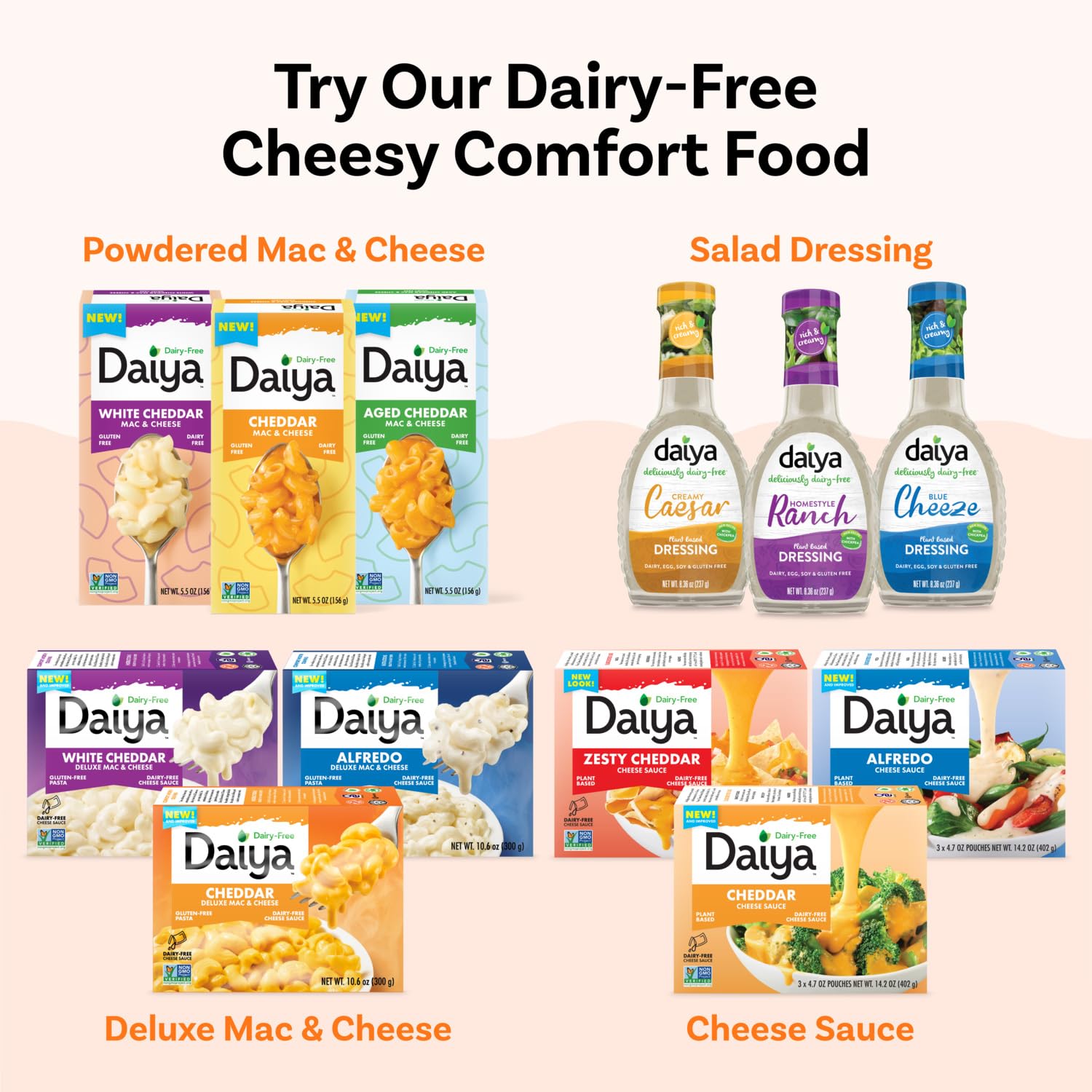 Daiya multipack sellado mostrando ahorro y almacenamiento práctico
