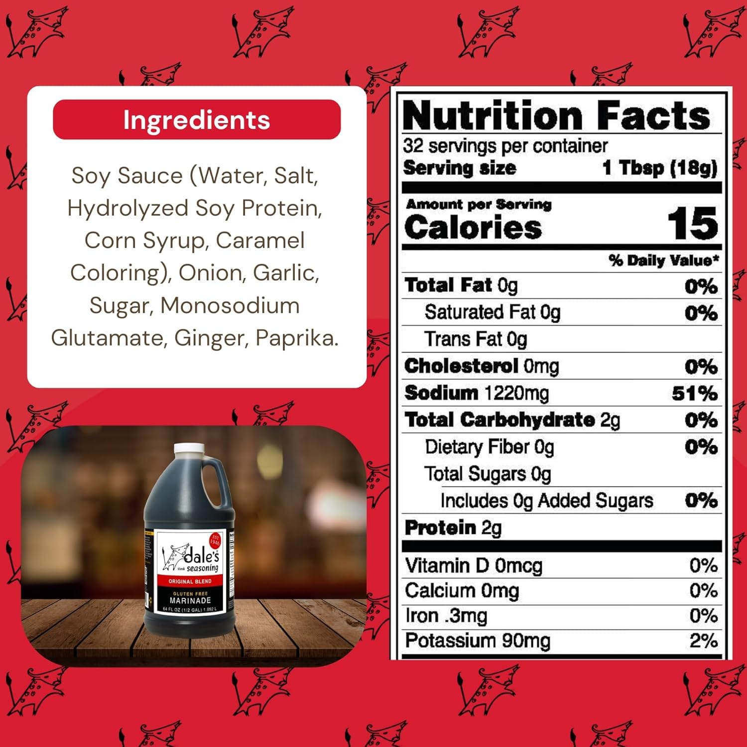 Dale's detalle de la etiqueta con ingredientes claros para confianza