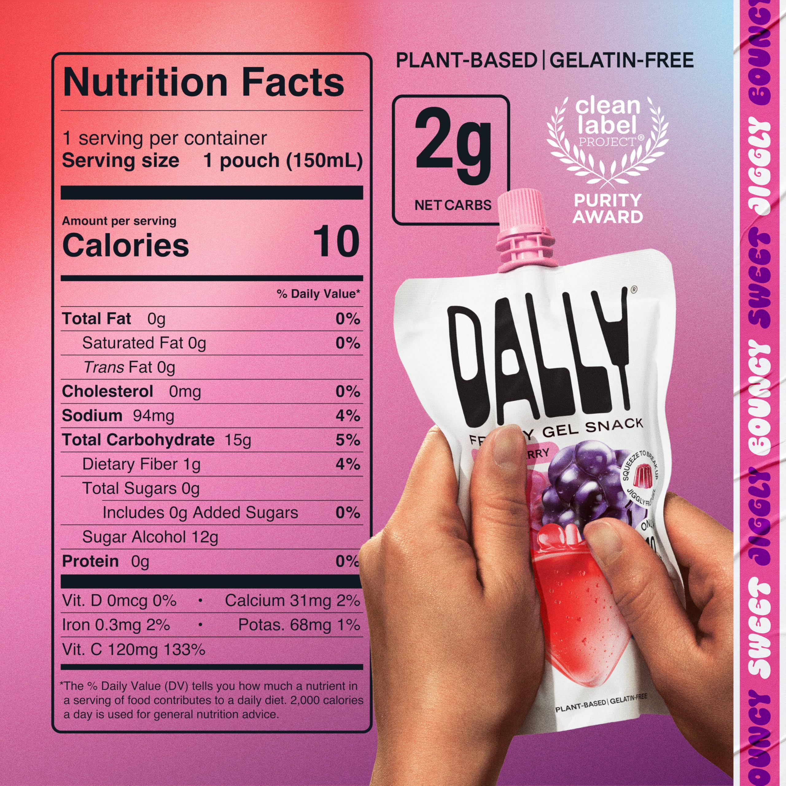 DALLY etiqueta nutricional y lista de ingredientes para transparencia