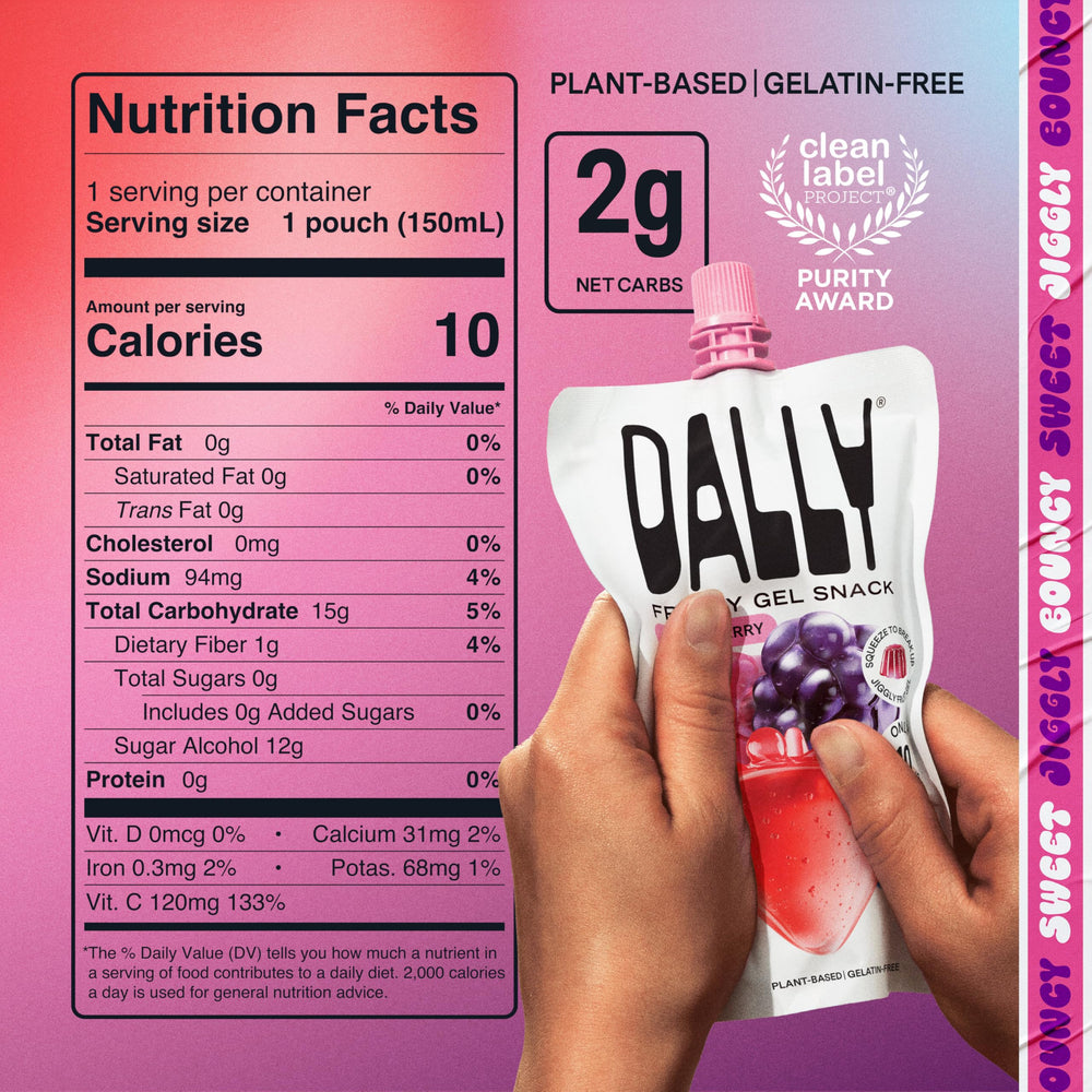 DALLY etiqueta nutricional y lista de ingredientes para transparencia