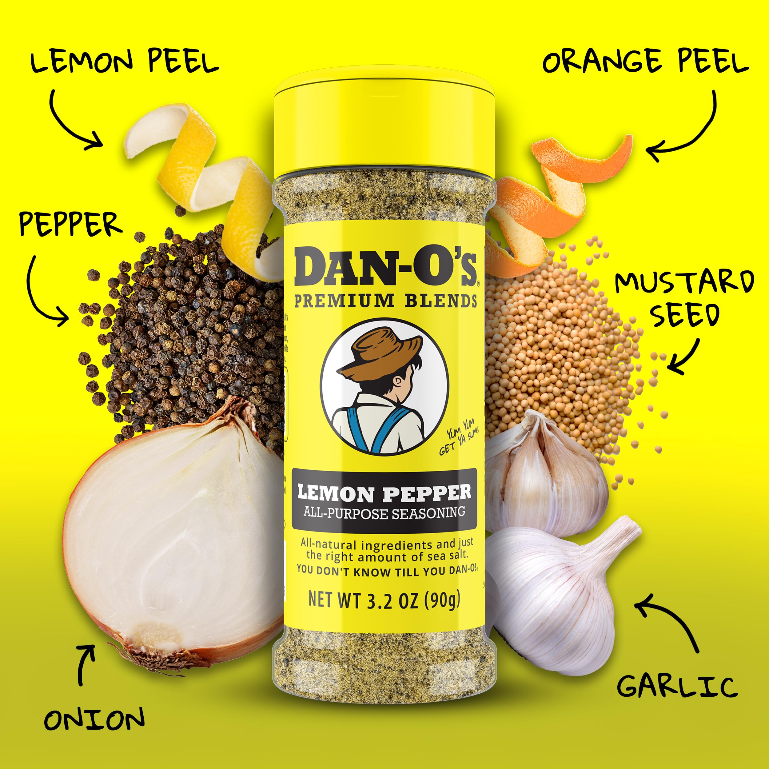 Dan-O's Lemon Pepper textura, brillo cítrico real para realzar platos