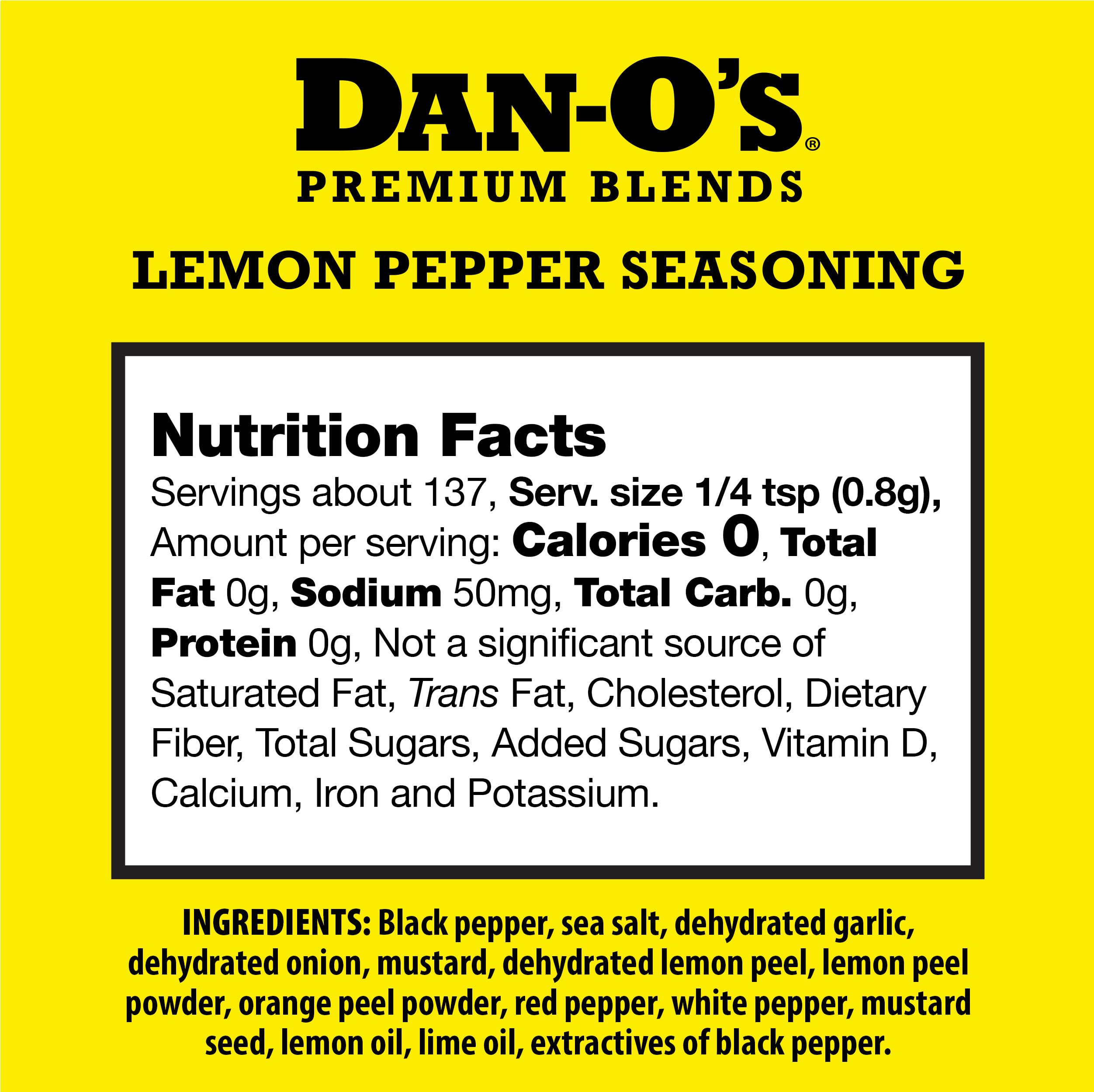 Dan-O's etiqueta con ingredientes, transparencia y calidad visible