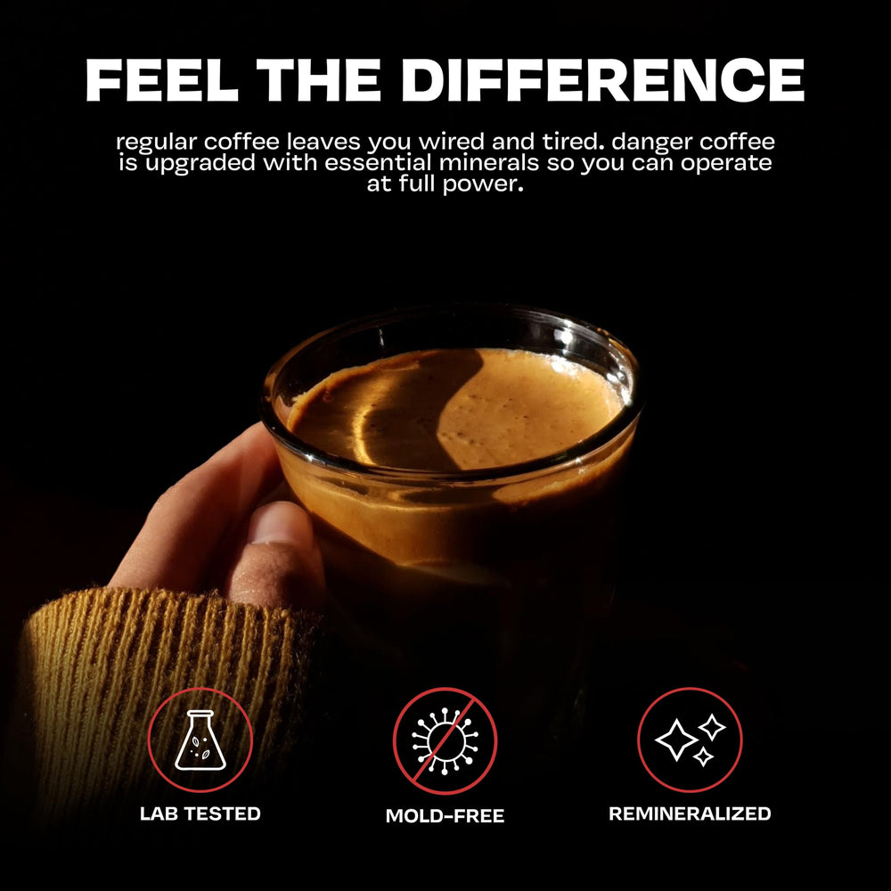 Danger Coffee detalle de molido que resalta textura y pureza probada, ideal para extracción uniforme