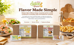 Dasher's Spice & Beans en estación de condimentos listo para servicio rápido