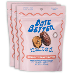 Date Better paquete frontal mostrando tres dátiles listos para llevar y conveniencia