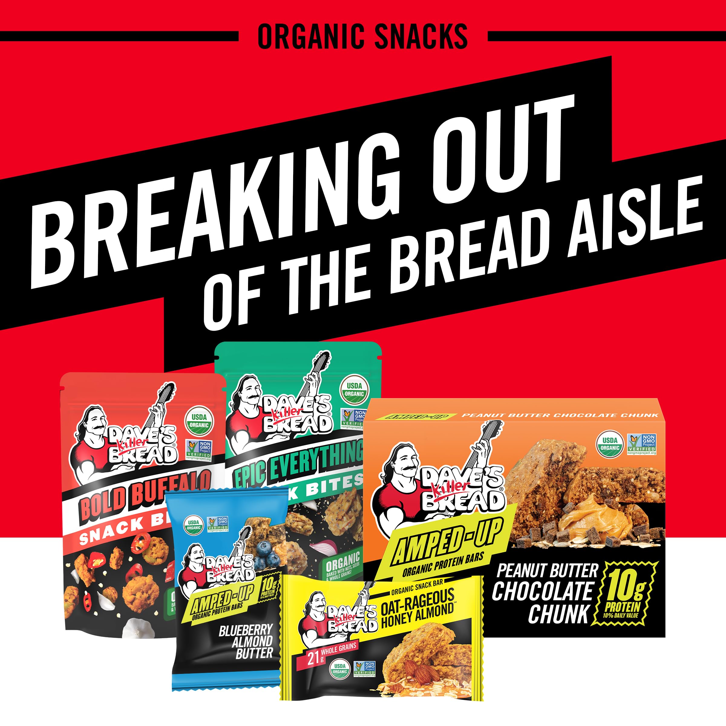 Dave's Killer Bread barras envueltas en mano para llevar y conveniencia