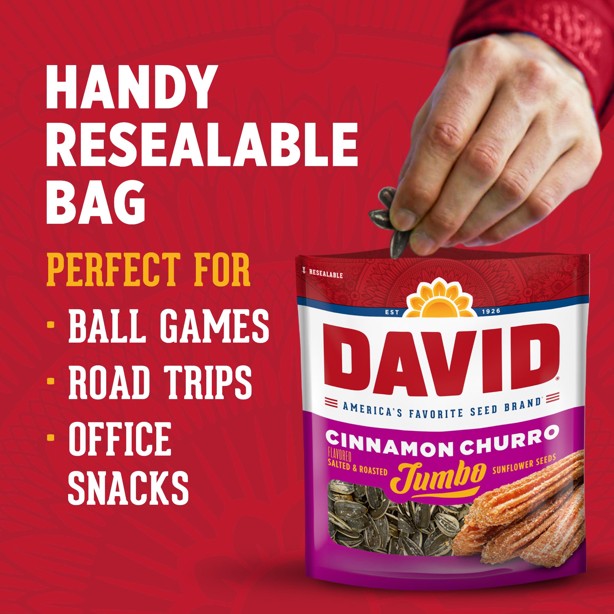 DAVID primer plano del recubrimiento cinnamon churro para sabor visible