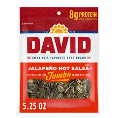DAVID paquete frontal jalapeño con diseño llamativo y fácil identificación del sabor