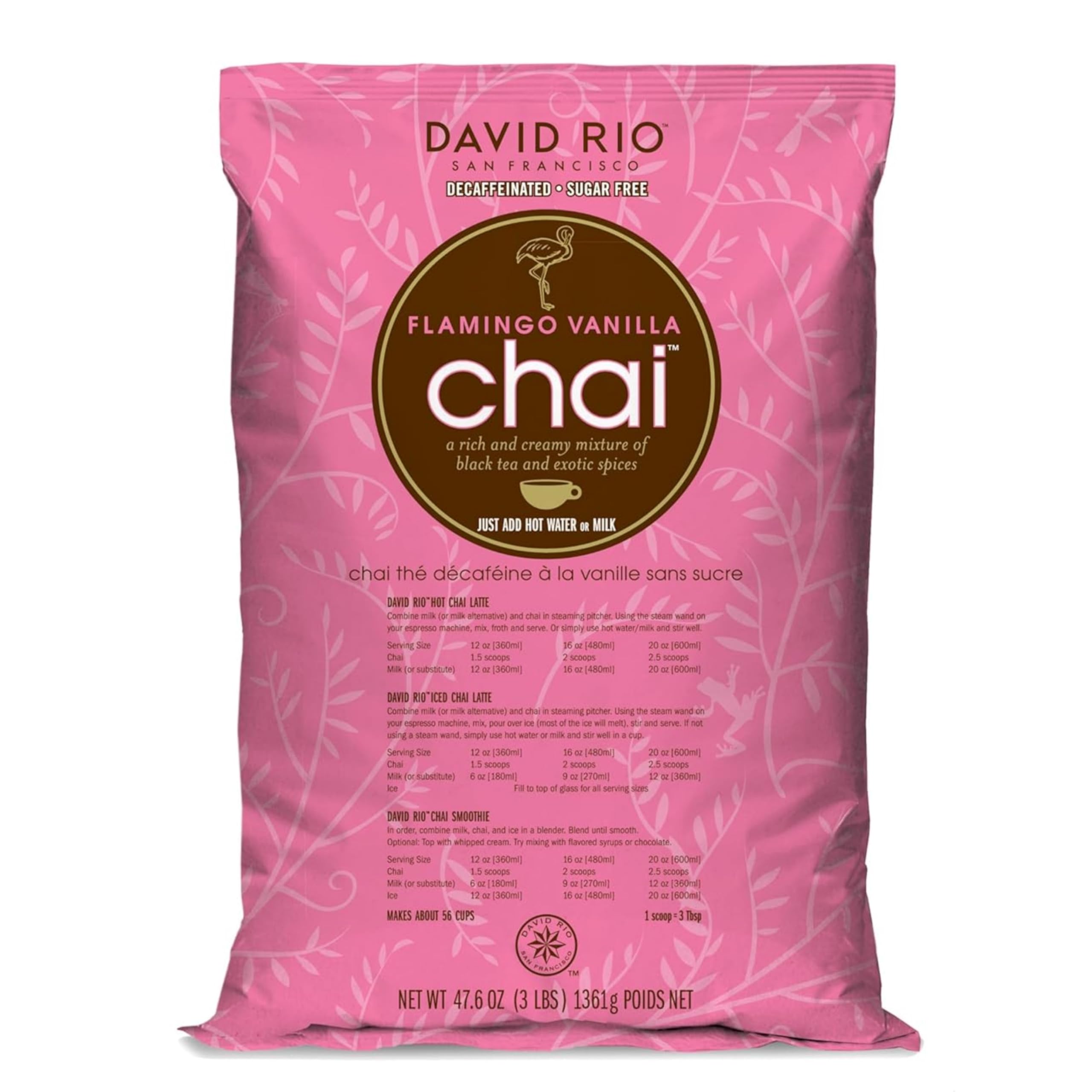 David Rio envase frontal Flamingo Vanilla, presentación clara y beneficiosa