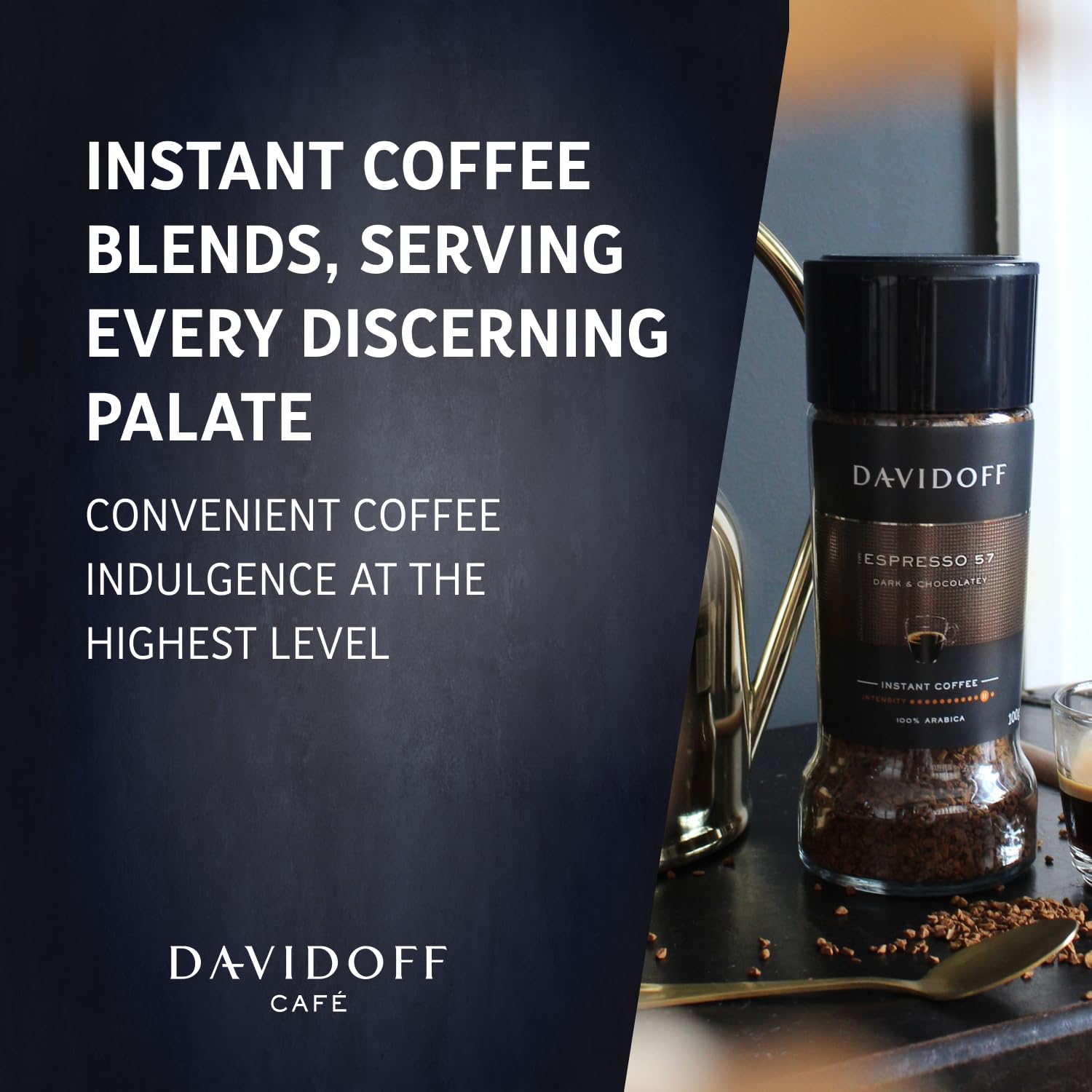 Davidoff taza servida con crema ligera, resultado intenso y reconfortante