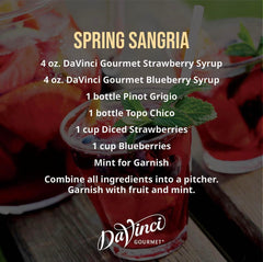 DaVinci Gourmet etiqueta de la botella de arándano con información visible
