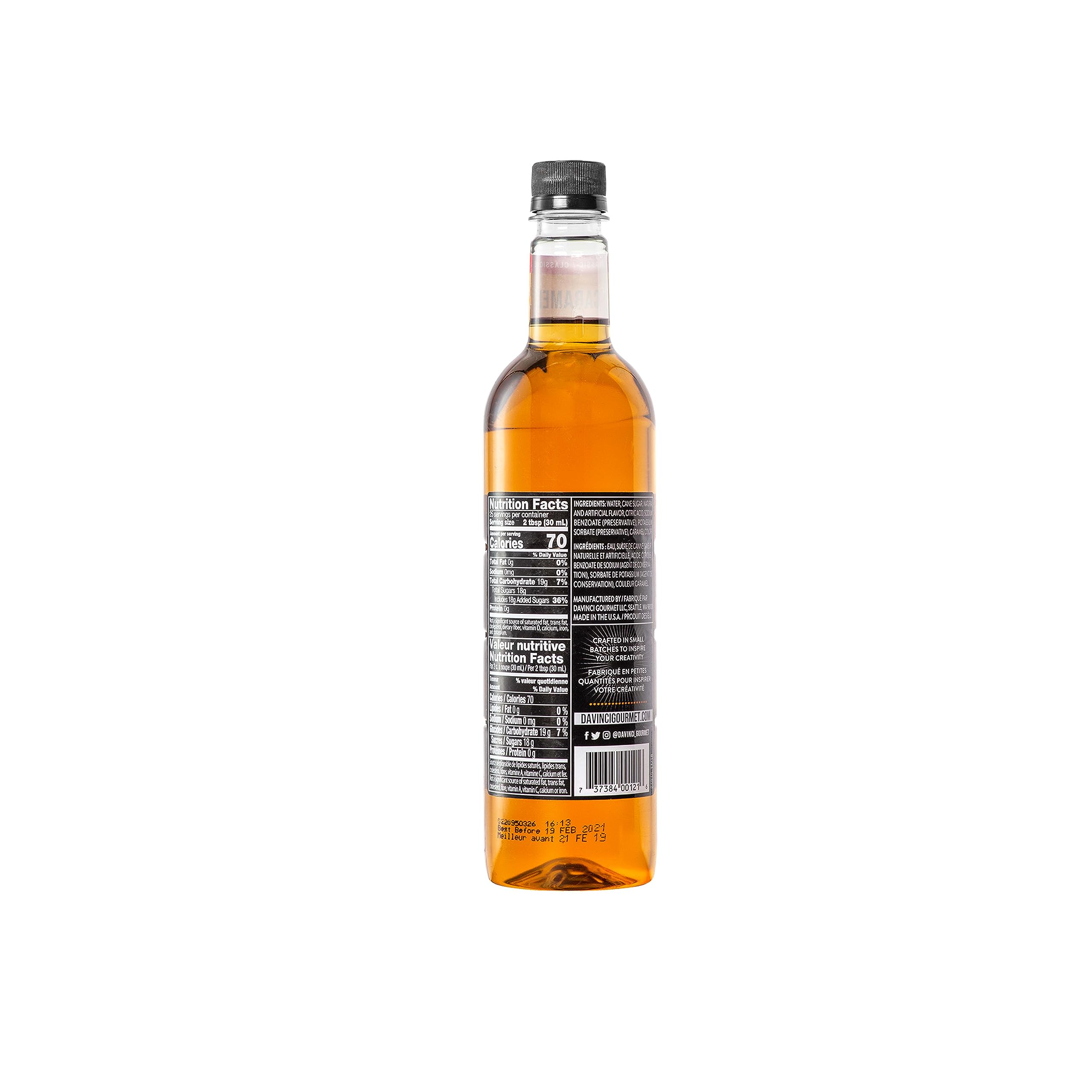 DaVinci Gourmet gota de jarabe caramelo mostrando textura sedosa