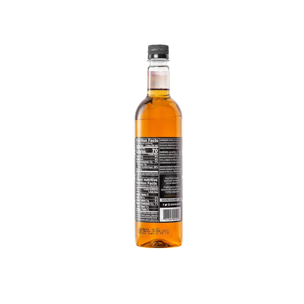 DaVinci Gourmet gota de jarabe caramelo mostrando textura sedosa