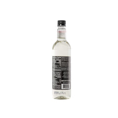 DaVinci Gourmet botella junto a una regla para comparar tamaño de 25,4 fl oz, indica escala