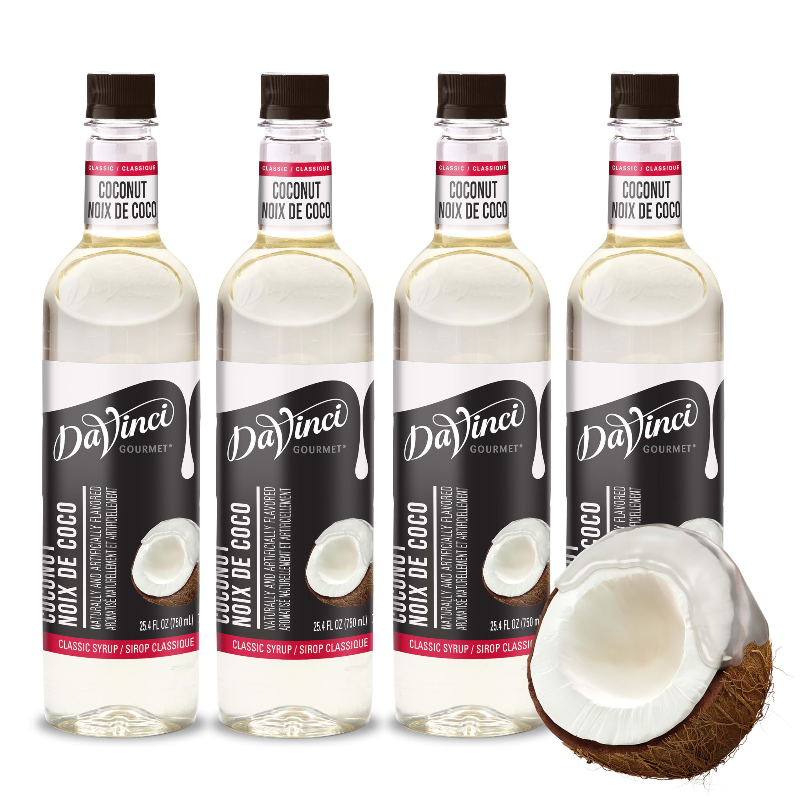 DaVinci Gourmet frente del empaque mostrando botella y etiqueta, facilita identificación