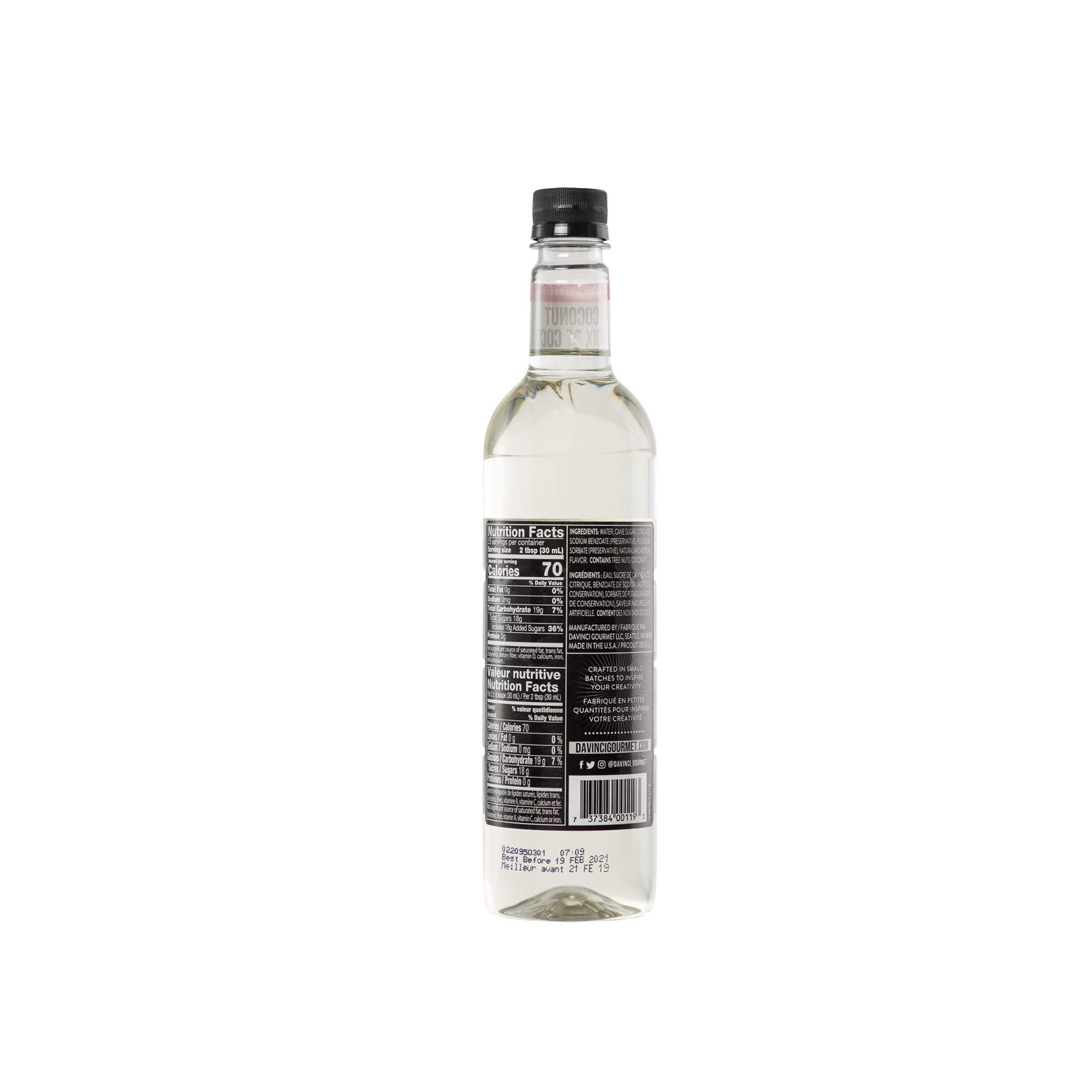 DaVinci Gourmet textura del sirope vertiéndose sobre bebida fría, muestra fluidez y brillo