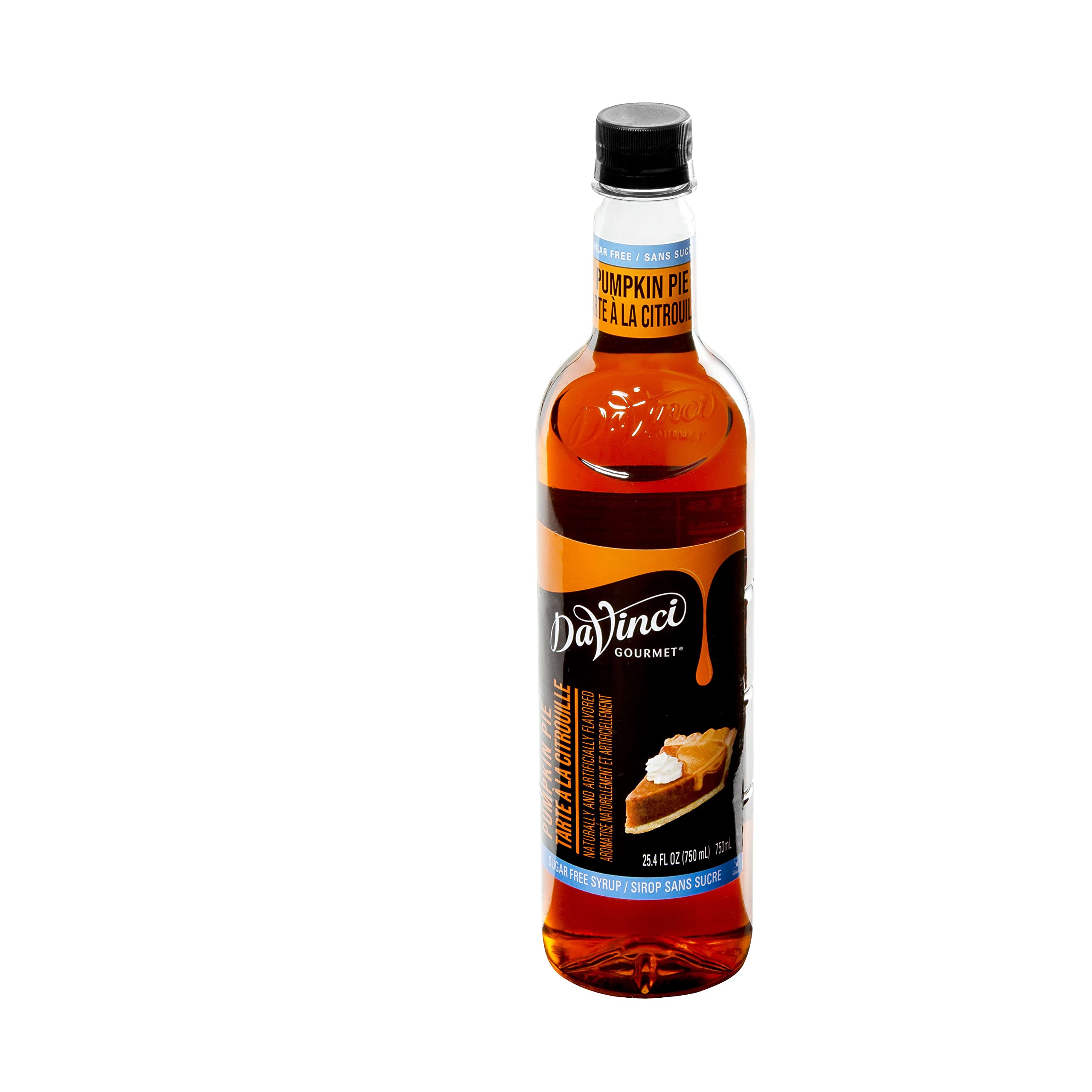 DaVinci Gourmet botella junto a taza medidora para referencia de tamaño