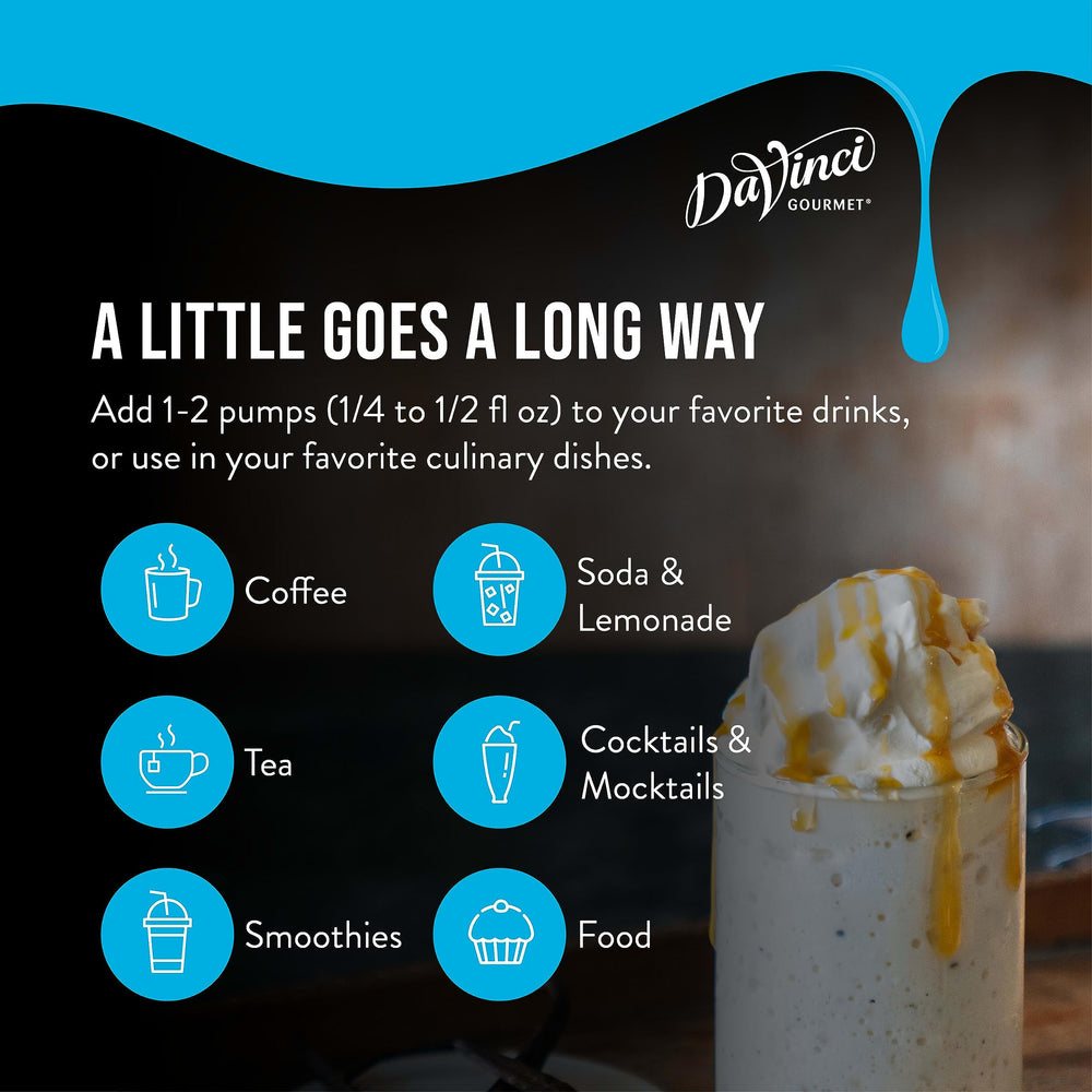 DaVinci Gourmet sirope vertido en cóctel helado, añade frescura sin calorías
