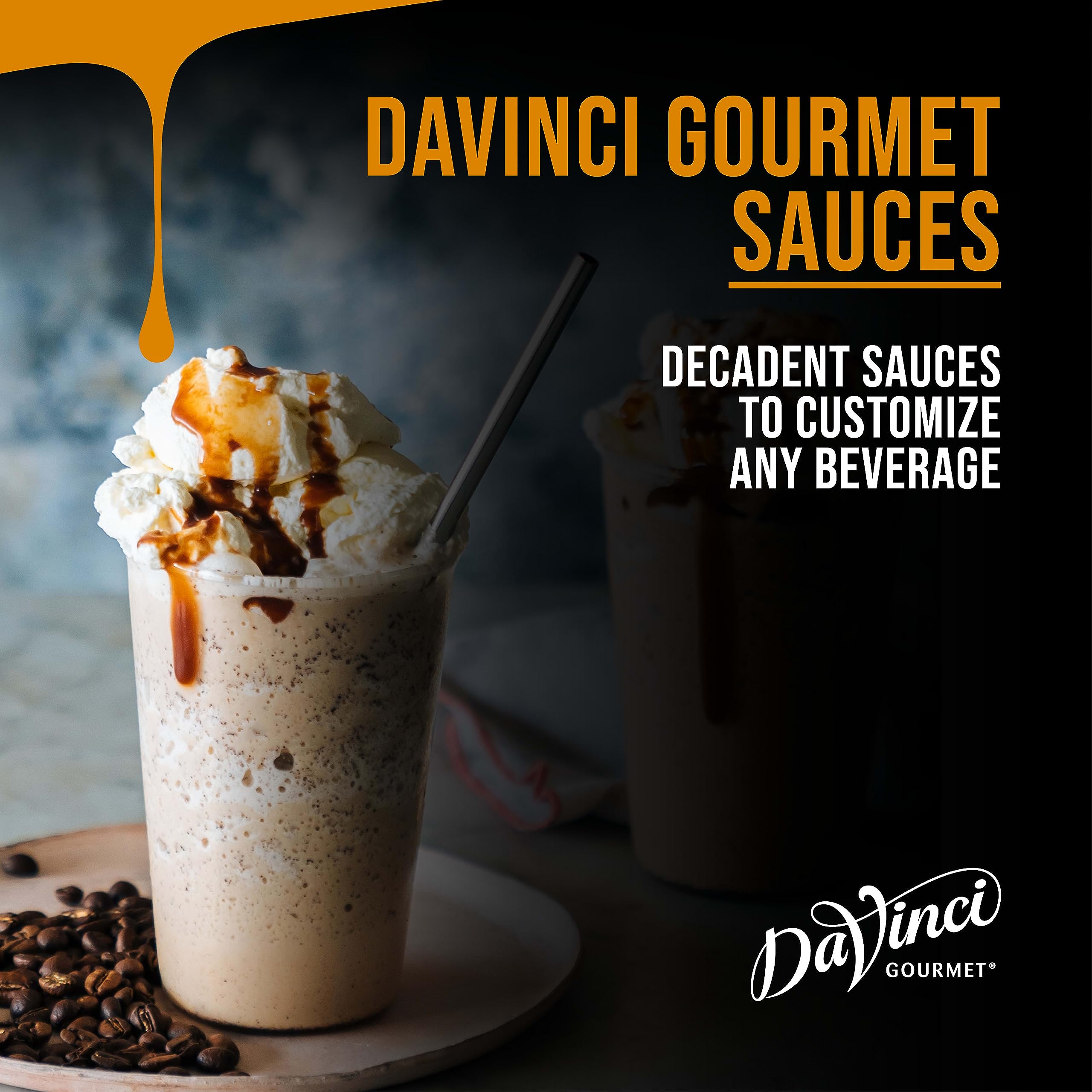 DaVinci Gourmet envase sostenido en mano mostrando facilidad de uso