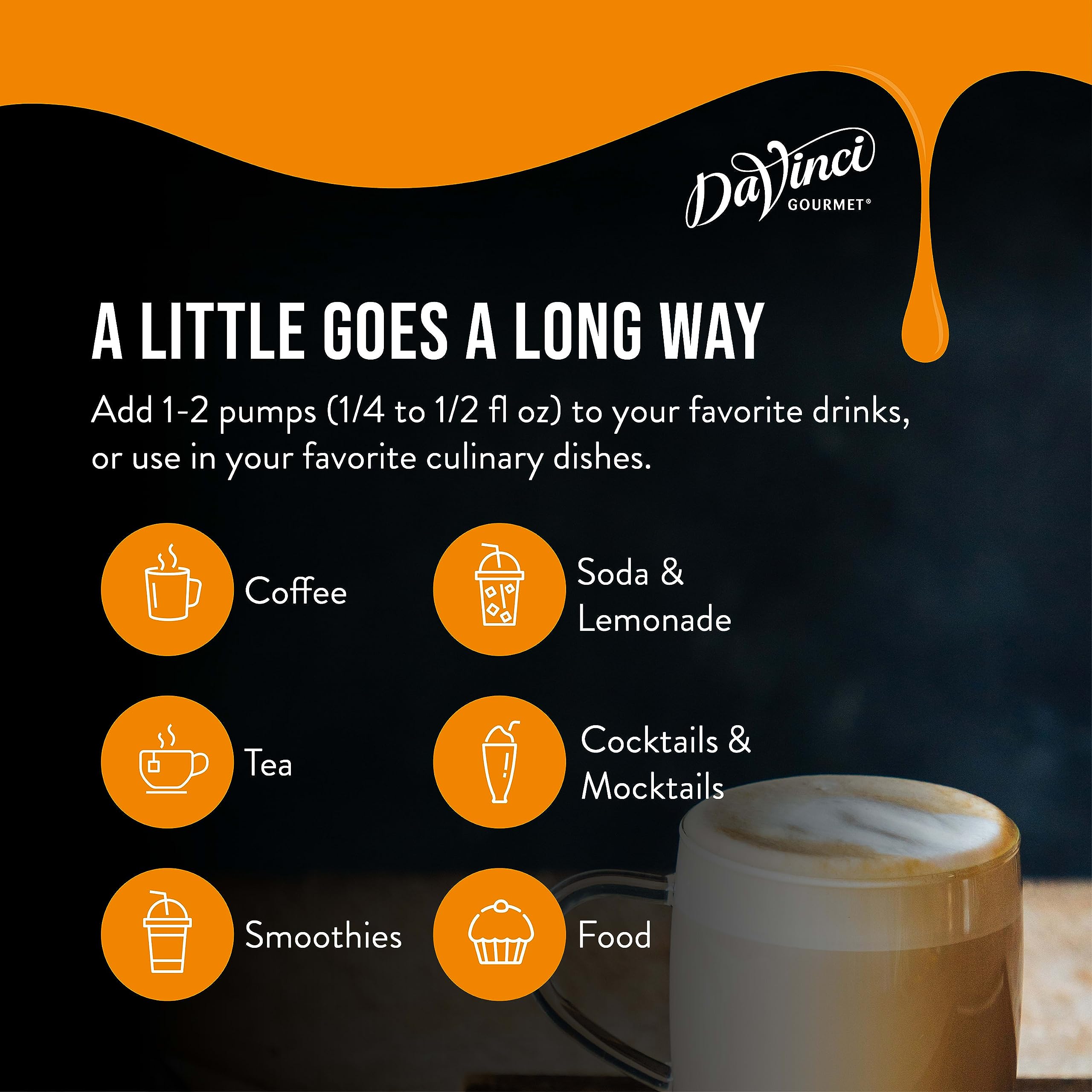 DaVinci Gourmet jarabe mezclado en batido cremoso y homogéneo