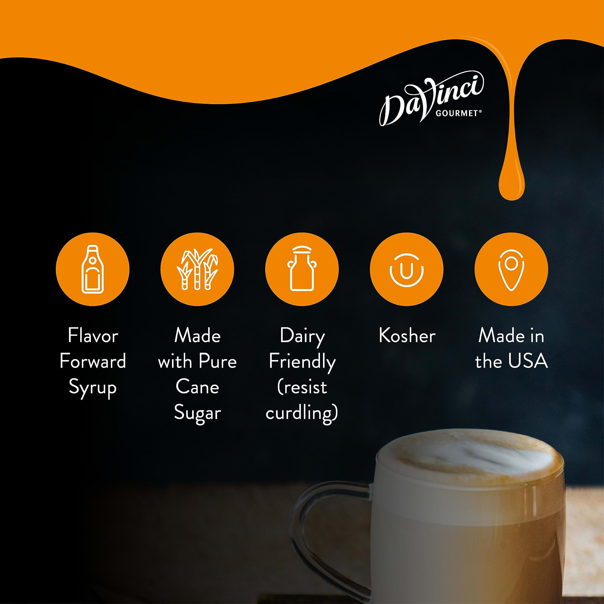 DaVinci Gourmet jarabe añadido en espresso para sabor intenso