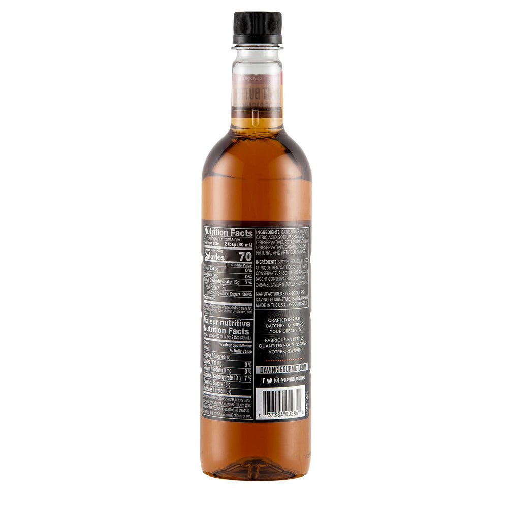 DaVinci Gourmet etiqueta detallada mostrando sabor y certificación